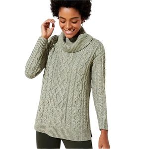 LOFT | Sweaters | Ann Taylor Loft Sage Green Marled Oversized Cable Knit  Turtleneck Sweater | Poshmark
